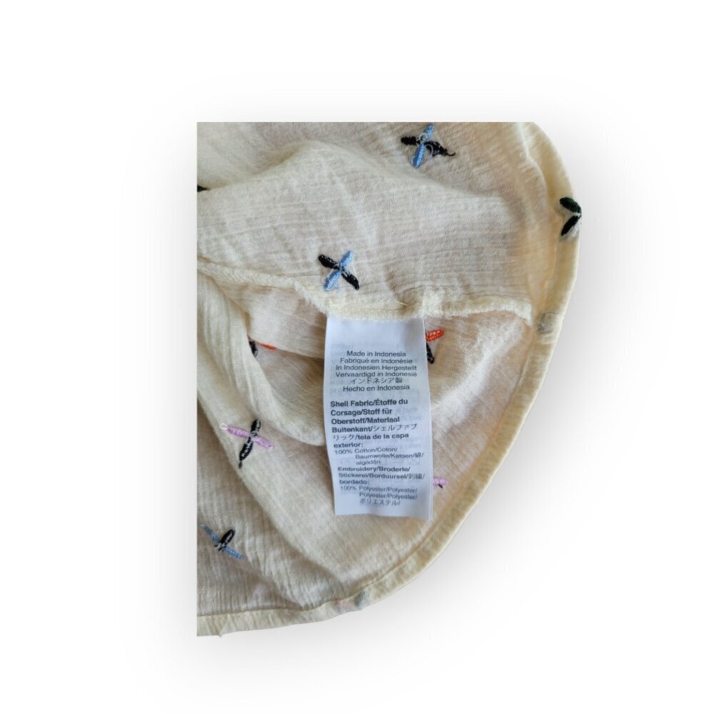 Madewell Rainbow Embroidered Cotton Blouse Ruffle Sleeve Boho Top Size L - Picture 13 of 14